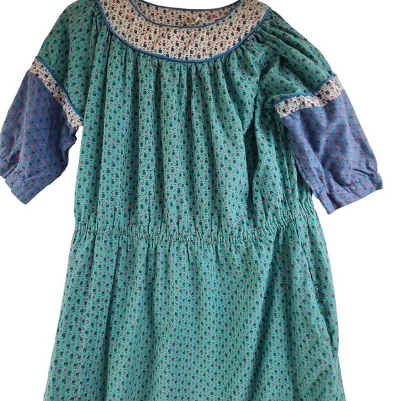 Indian Cotton Sundress by Indus Vintage 70s Patchwork Peasant Dress Size Medium - Picture 3 of 9